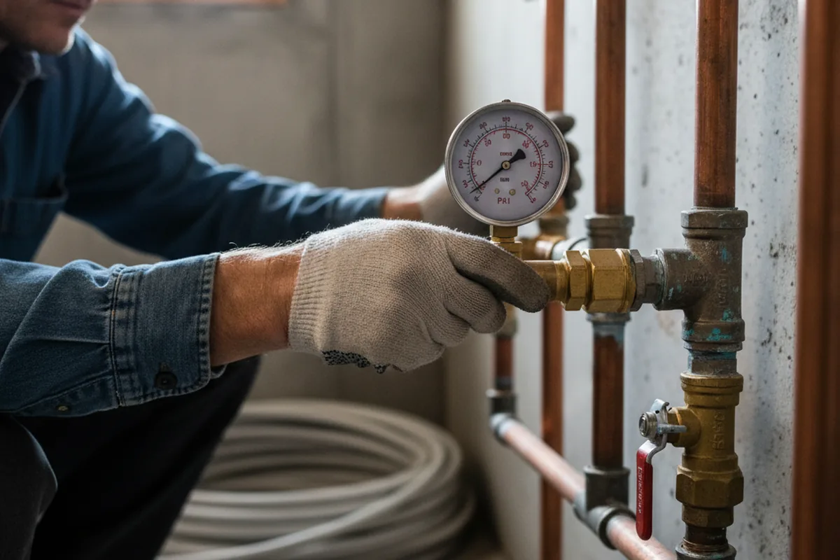 Pressure testing a repaired line during Water Line Repair in Clarkton